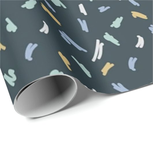 Blauw geel wit geometrisch inpakpapier (Rol Hoek)