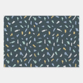 Blauw geel wit geometrisch inpakpapier vel (Voorkant 3)