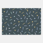 Blauw geel wit geometrisch inpakpapier vel (Voorkant)