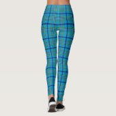 Blauw Geel Wit Gestreept Dames Leggings (Achterkant)
