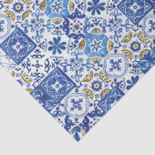 Blauw Geel Wit Mediterraans Mozaïek Tegels Tissuepapier (Detail)