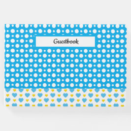 BLAUW GEEL WIT POLKA DOTS & HEARTS GASTENBOEK
