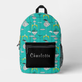 Blauw Geel Wit Zwart Mid Century Modern Bedrukte Rugzak (Voorkant)