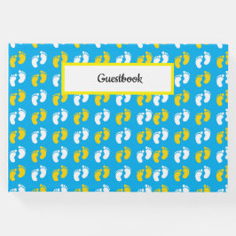 BLAUW GEEL WITTE BABY VOETEN GASTENBOEK