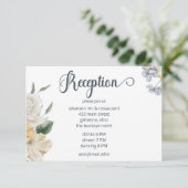 Blauw Geel & Witte Bloemige Trouwreceptie Informatiekaartje (Staand voorkant)
