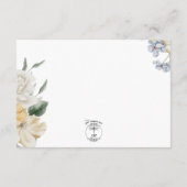 Blauw Geel & Witte Bloemige Trouwreceptie Informatiekaartje (Achterkant)