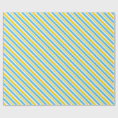 BLAUW GEEL WITTE DIAGONALE STREPEN CADEAUPAPIER (Vlak)