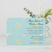 Blauw Geel Witte Paardebloem Bloemen Huwelijk Kaart (Staand voorkant)