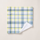 Blauw Geel Witte Waterverf Plaid Bad Handdoek (Wasdoekje)