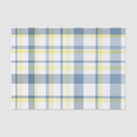 Blauw Geel Witte Waterverf Plaid Tissuepapier (Voorkant)