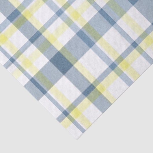 Blauw Geel Witte Waterverf Plaid Tissuepapier (Detail)
