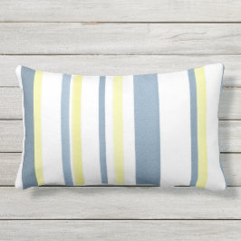 Blauw Geel Witte Waterverf Strepen Buitenkussen