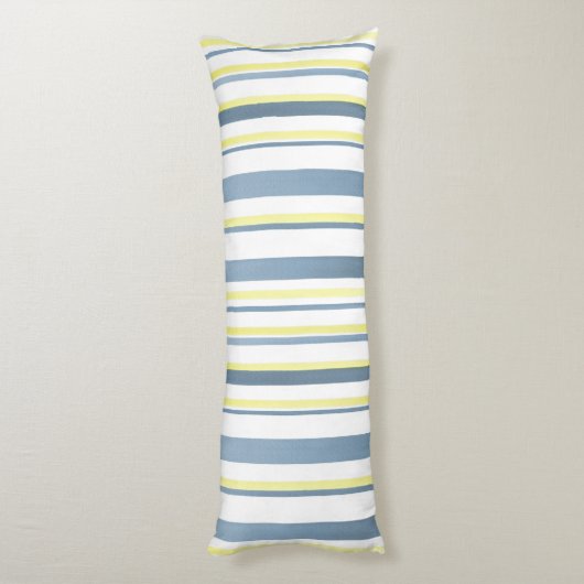 Blauw Geel Witte Waterverf Strepen Lichaamskussen (Achterkant (Verticaal))