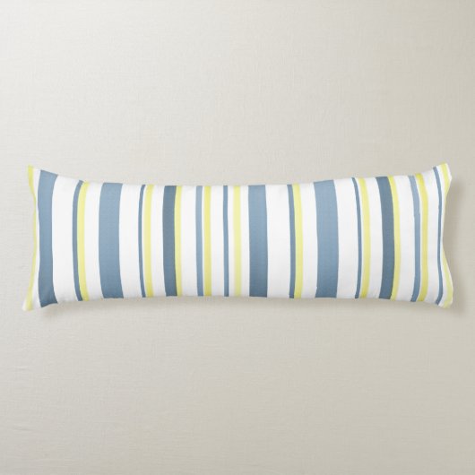 Blauw Geel Witte Waterverf Strepen Lichaamskussen (Voorkant)