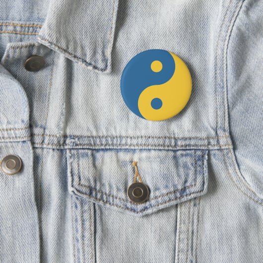 Blauw & Geel Yin en Yang Symboolontwerp Python Ronde Button 5,7 Cm (In situ)