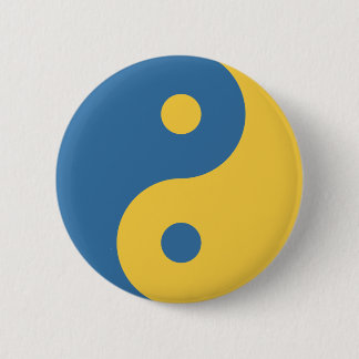 Blauw & Geel Yin en Yang Symboolontwerp Python Ronde Button 5,7 Cm