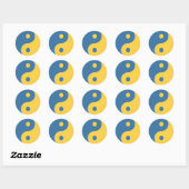 Blauw & Geel Yin en Yang Symboolontwerp Python Ronde Sticker (Vel)