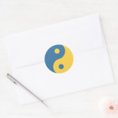 Blauw & Geel Yin en Yang Symboolontwerp Python Ronde Sticker (Envelop)