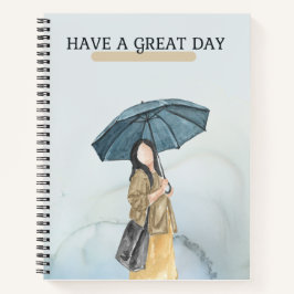 Blauw Geel Zachte Waterverf Vrouw Illustratie Notitieboek