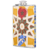 Blauw & Geel Zellij Mozaïek Patroon Heupfles (Links)