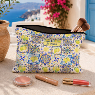 Blauw Geel Zomer Siciliaanse Majolica Citrus Tegel Etui