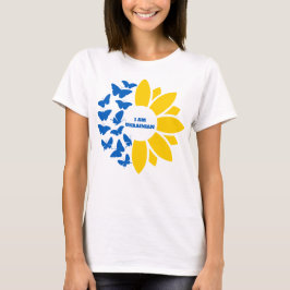 Blauw/geel zonnebloem Ik ben Oekraïens  T-shirt