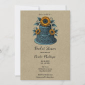 Blauw & Geel Zonnebloem Meerlaags Bruidsdouche Cak Kaart (Voorkant)