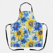 Blauw Geel Zonnebloemen Bloemstuk Schort (Voorkant)
