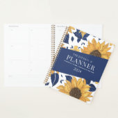 Blauw Geel Zonnebloemen Eenvoudig Elegant Esthetis Planner (Display)