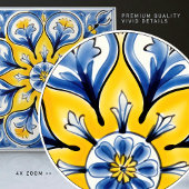 Blauw Geel Zonnig Azulejos Elegantie Tegeltje