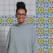 Blauw Geel Zonnig Azulejos Elegantie Tegeltje