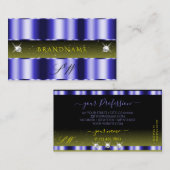 Blauw Geel Zwart rond Initialen van juwelen Visitekaartje (Voorkant / Achterkant)