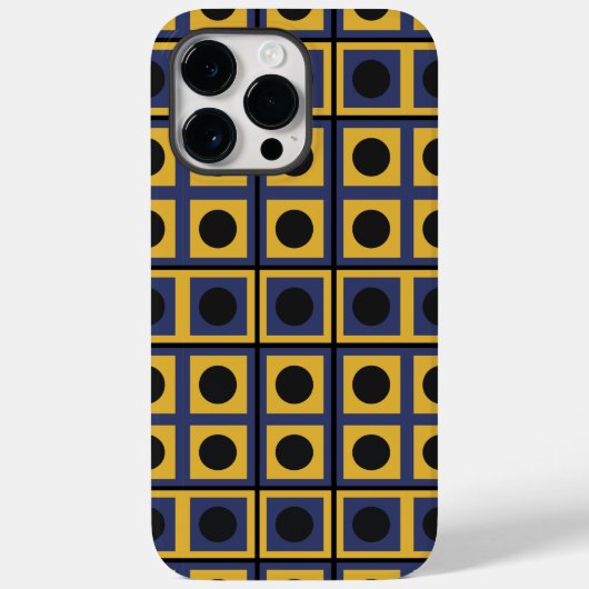 Blauw Geel Zwart Vierkant Cirkel Geometrisch Case-Mate iPhone Case (Achterkant)