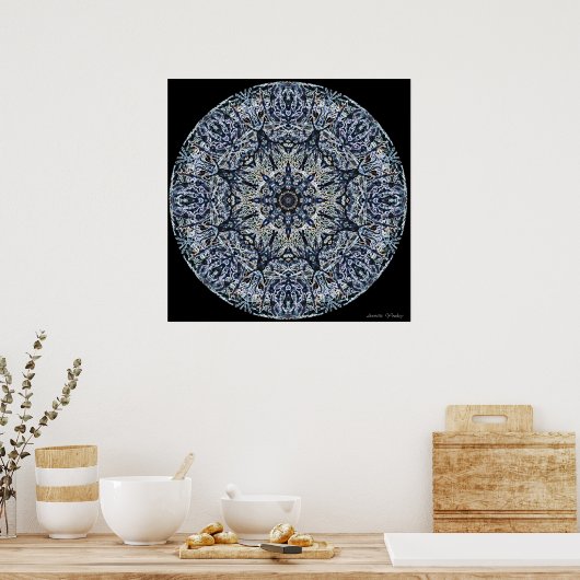 Blauw-geelglas Mandala Poster (Keuken)