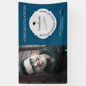 Blauw Gefeliciteerd Afstuderen Foto Afstuderen Spandoek (Verticaal)