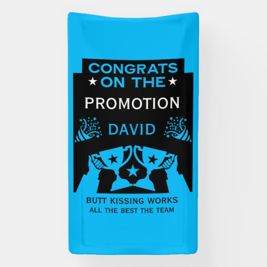 Blauw gefeliciteerd met de promotie spandoek (Verticaal)