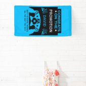 Blauw gefeliciteerd met de promotie spandoek (Insitu)