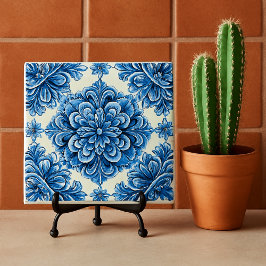 Blauw geglazuurd aardewerk in Talavera-stijl uit M Tegeltje