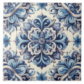 Blauw geglazuurd Talavera Mexicaans aardewerk Tegeltje (Voorkant)