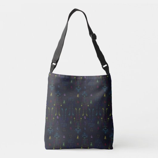  blauw gegolfd skelet Suikerhuid Crossbody Tas (Achterkant)