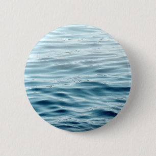 Blauw gegolfd water ronde button 5,7 cm