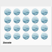 Blauw gegolfd water ronde sticker (Vel)