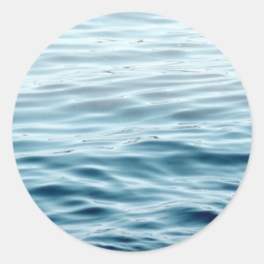 Blauw gegolfd water ronde sticker (Voorkant)