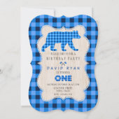 Blauw gegoten flatel omhoog Lumberjack First Birth Kaart (Achterkant)