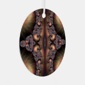 Blauw-gegoten Golden Escargot Fractal Abstract Metalen Ornament (Voorkant Rechts)