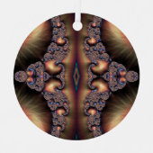 Blauw-gegoten Golden Escargot Fractal Abstract Metalen Ornament (Voorkant)