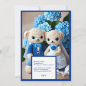 blauw gehaakte bruiloft paar uitnodiging (Achterkant)