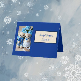  blauw gehaakte paar enkele zitkaart bedankkaart