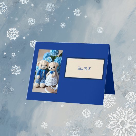  blauw gehaakte paar tafel nummer kaart