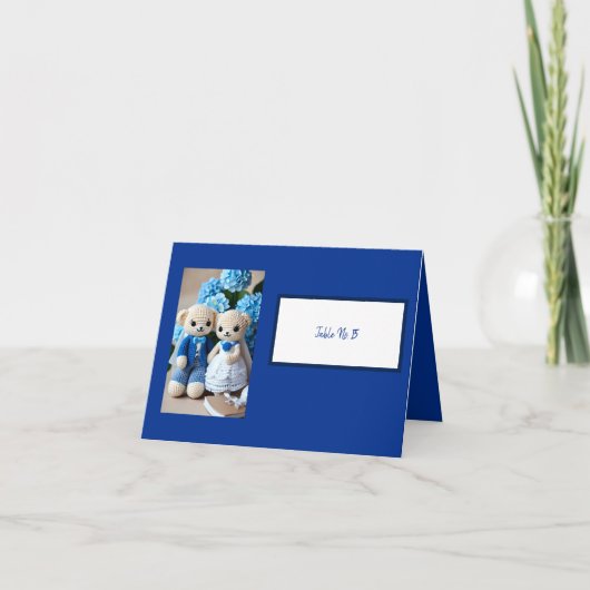  blauw gehaakte paar tafel nummer kaart (Voorkant)